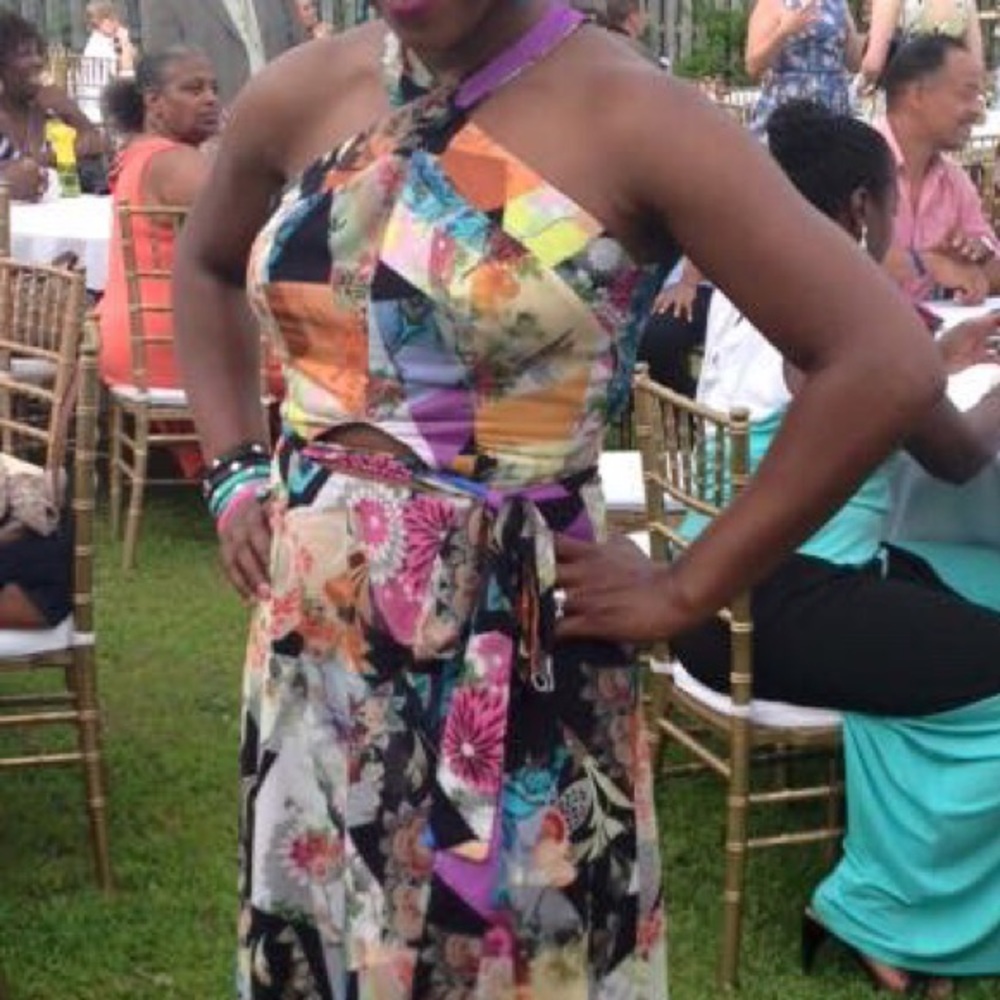 ASOS floral print cut out maxi dress
